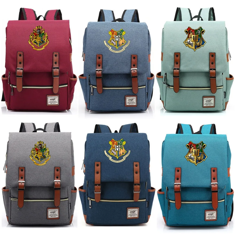 Продажа Новая школьная сумка Hufflepuff Ravenclaw Slytherin Gryffindor для мальчиков и девочек, школьные сумки для подростков, Холщовый женский рюкзак, мужской рюкзак