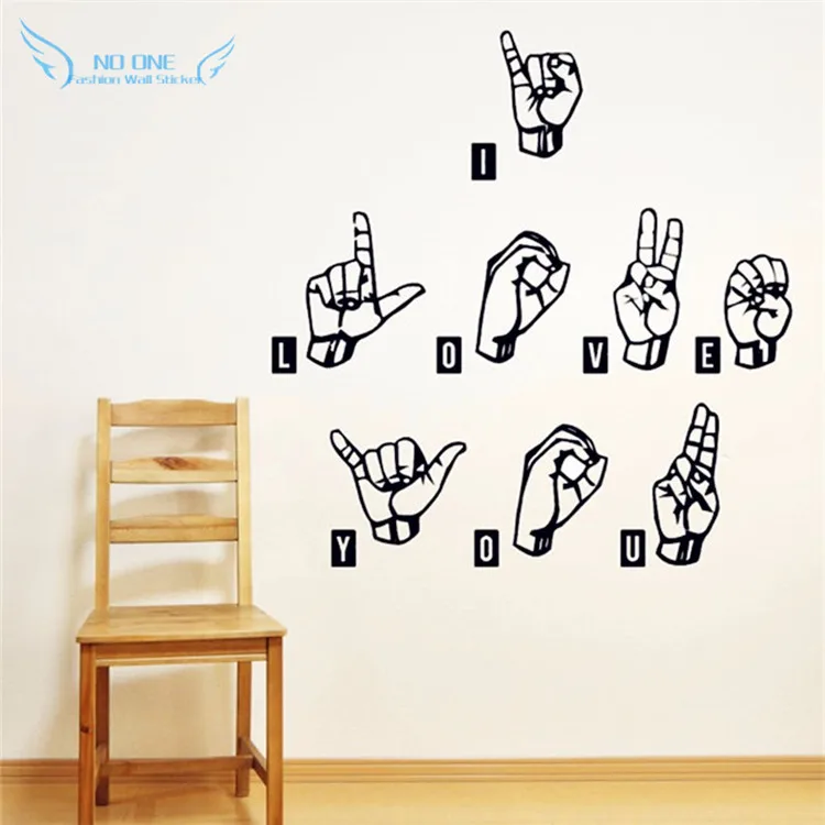 

New Design I Love You - Sign Language Wall Decals Warm Words And Gestures Wall Stickers Home Decor