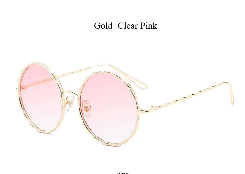 Градиентные цветные ретро женские солнцезащитные очки, женские винтажные круглые роскошные очки, мужские Модные солнцезащитные очки Oculos De Sol, летние розовые - Цвет линз: YF190 Clear Pink