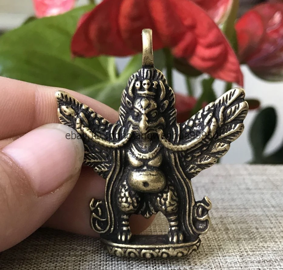 Китайский буддийский из бронзы латунь Garuda Dhwaja птица амулет Статуэтка