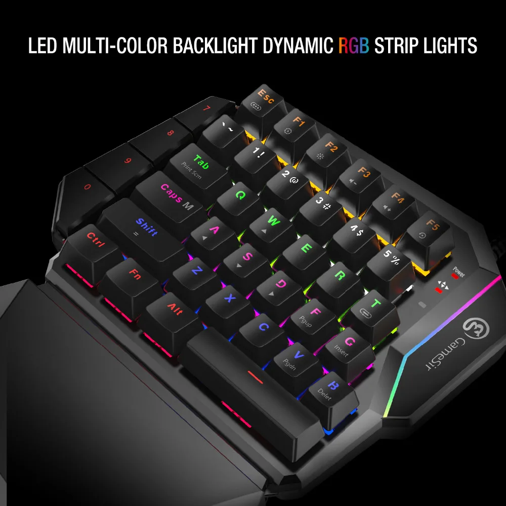 GameSir GK100 One/Single Hand USB Wired Mini Keyboard Mechanical Blue Switches PC Gaming Keypad for