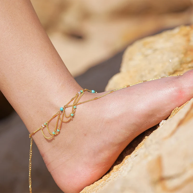 Новые Богемские камень из бисера браслеты для ног Ювелирные изделия женщин