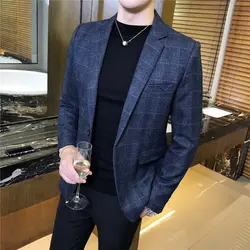 2018 осень новый мужской костюм куртки модный бизнес Банкетный Свадебный Мужской пиджак тонкий элегантный мужской куртки-блейзеры размер S-5XL