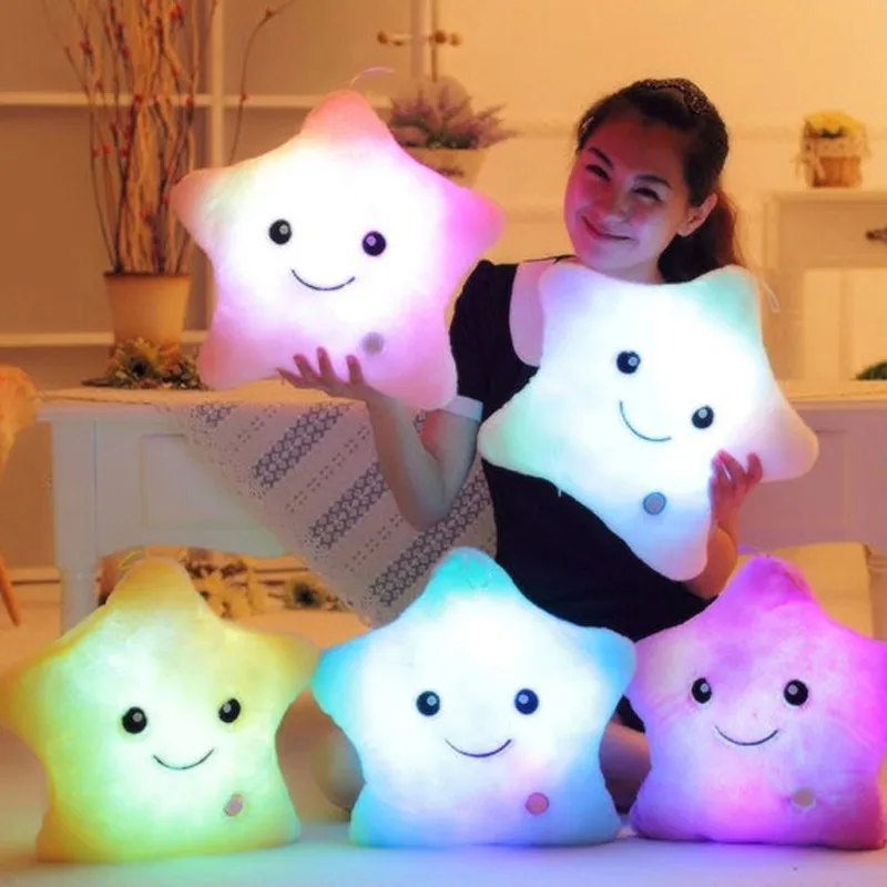 Star Pillow Colorful Change Luminous Pillow with Led Light Soft Stuffed