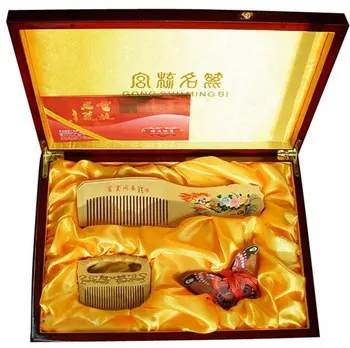 

Classic!hot sale!Gifts with Chinese Characteristics boxwood comb-huangyangshu hudieshu san jiantao