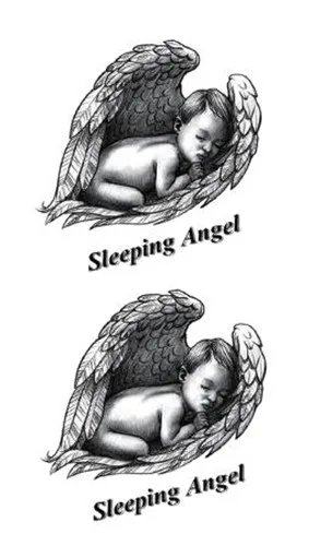 

Sleep Angel Wings Baby Temporary Tattoo Sticker Waterproof Shoulder Arm Body Art Fake Tattoos 10.5X6cm
