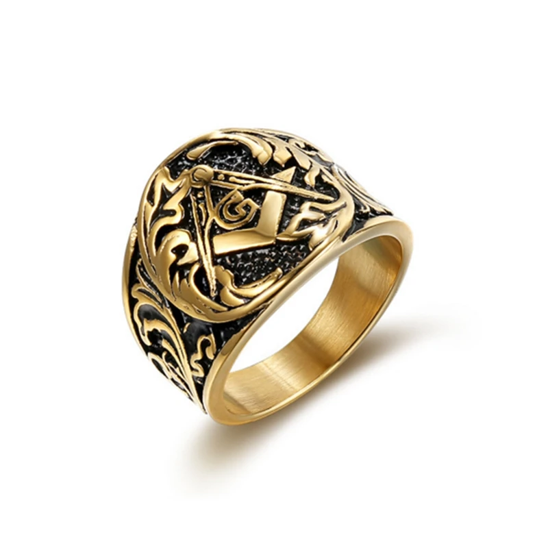 hot selling gold plated masonic signet rings for men and women  (4)