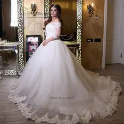 Vestido де Casamento Бранко Принцесса Китай Свадебные Платья с Плеча Бальное платье Платье Невесты Кружева Свадебные Платья 2016 Рукава 3/4