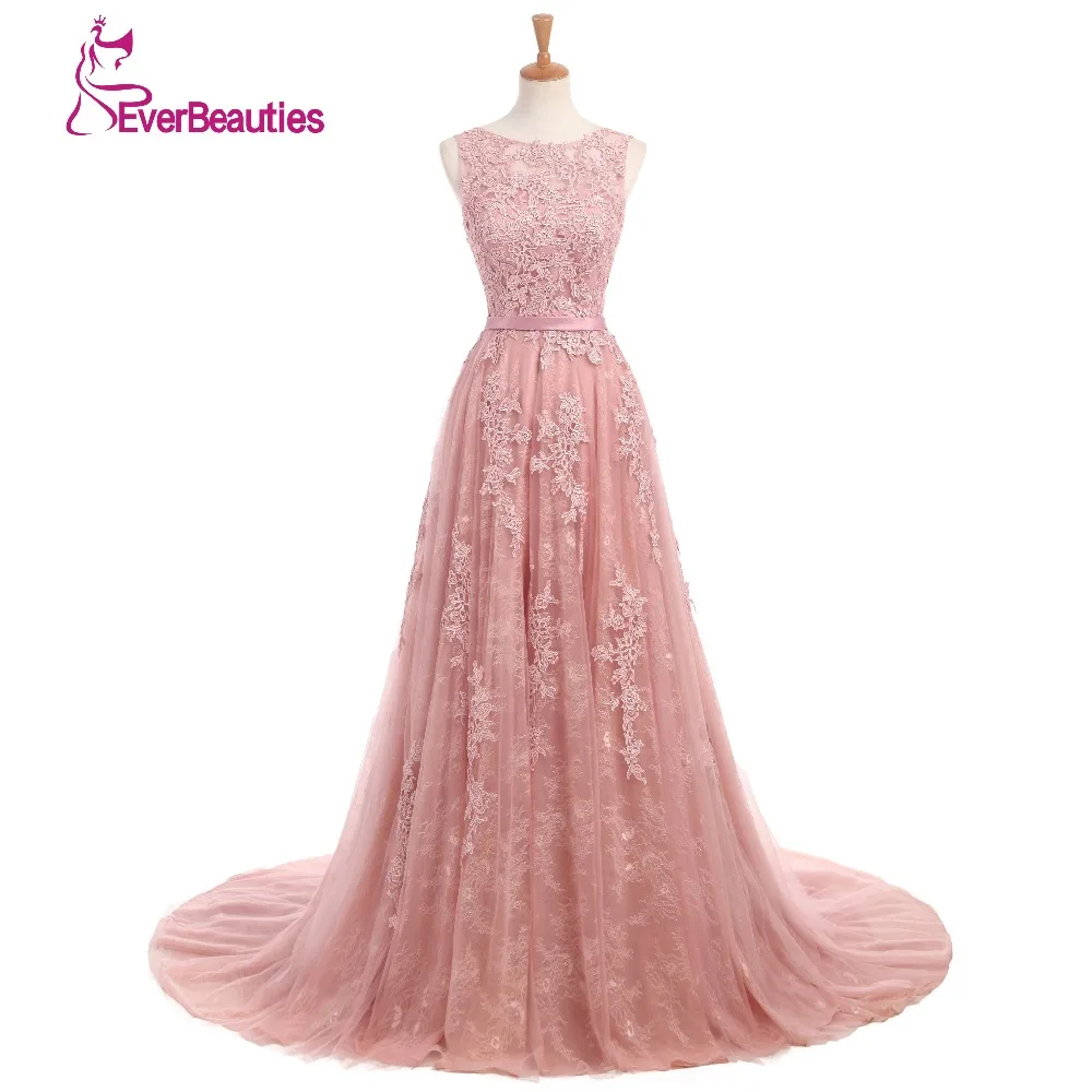 

Elie Saab Evening Dresses 2020 A-Line Lace Appliqued Women Party Dusty Rose Elegannt Long Abendkleider Abiye Robe De Soiree