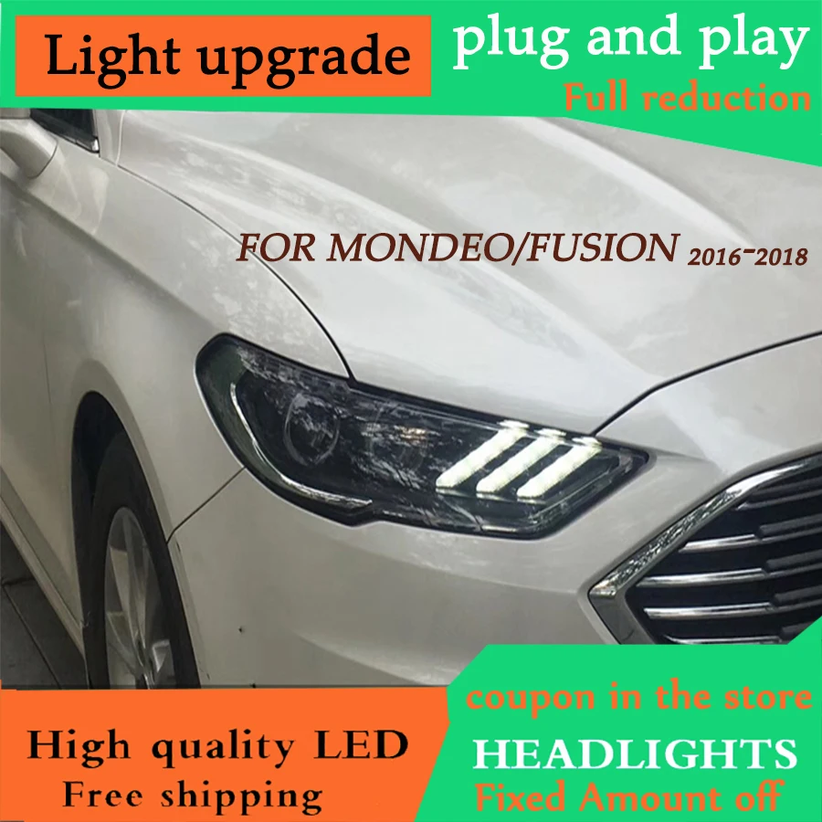 D YL Стайлинг автомобиля для Mondeo фары 2016 2017 2018 Fusion светодиодные оригинальные DRL Bi