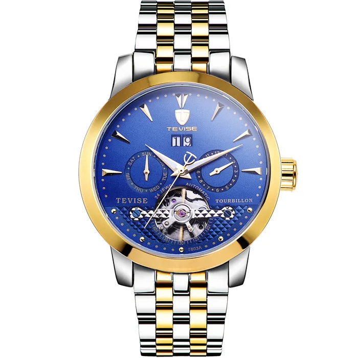 TEVISE часы Мужские автоматические часы самоветер Модные мужские механические наручные часы - Цвет: Blue
