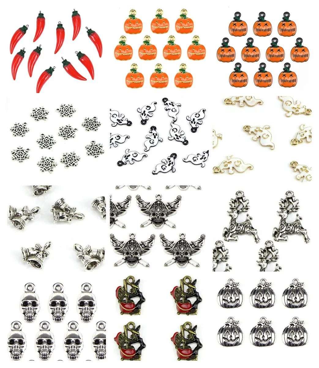 10Pcs/lot Antique Halloween Charms Pumpkin Pepper Ghost bell Pendant Handmade Hanging Crafts For DIY Vintage Choker Necklace | Украшения и