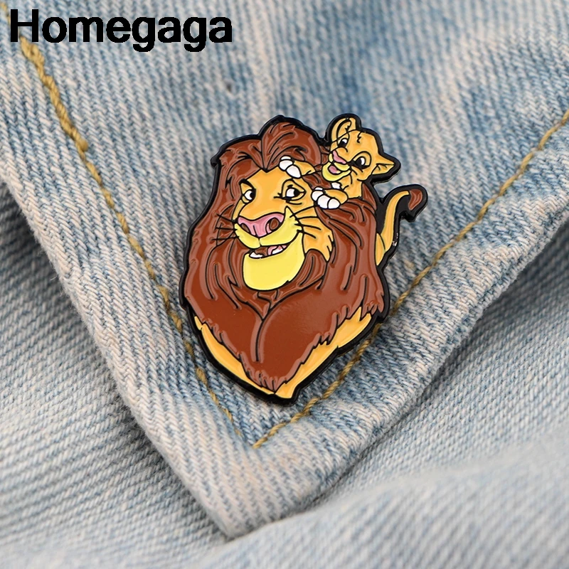 

Homegaga Lion king cartoon Metal Zinc Enamel pins Trendy medal backpack shirt clothes bag brooches badges for men women D2203