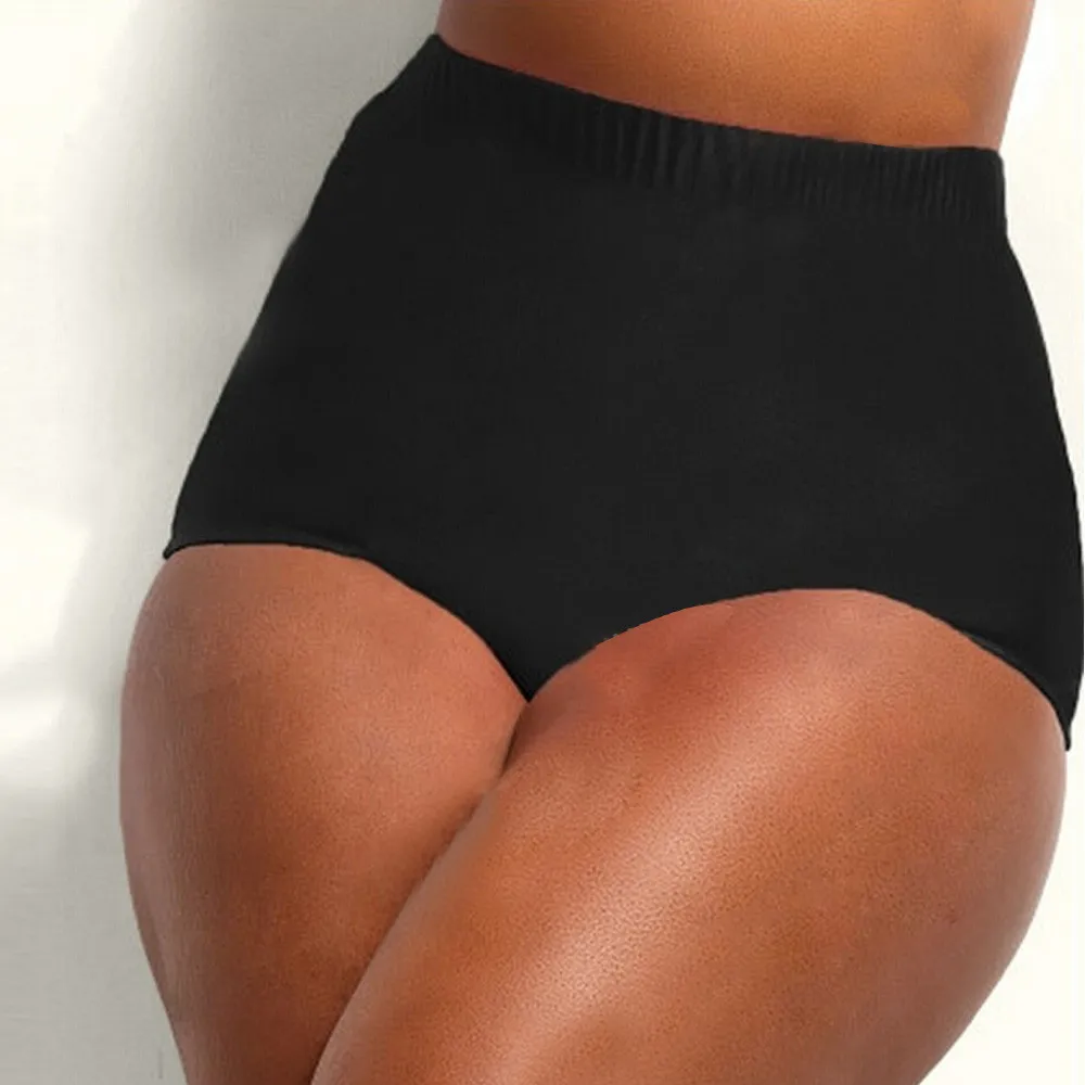 

XL-4XL Plus Size women bikini thong Brief high waist swimming trunks Tankini sexy beach bath showe swim Pants Large size