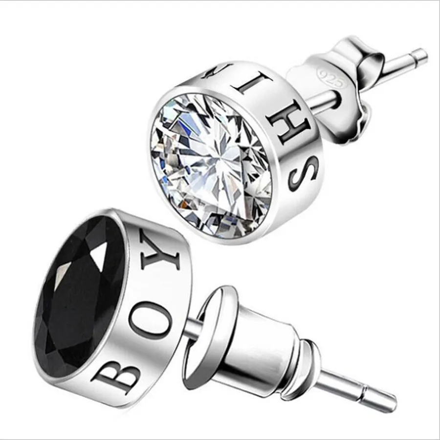 

YIKUF88 S925 Sterling Silver Earrings With diamond flash drill ear hook ear jewelry hypoallergenic stud earring for men