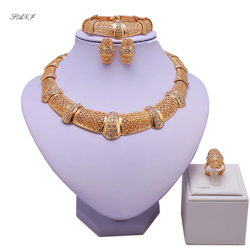 

Fani fashion Dubai Gold Colorful Jewelry Set Brand Nigerian Wedding woman accessories Jewelry Set Saudi statement jewelry set