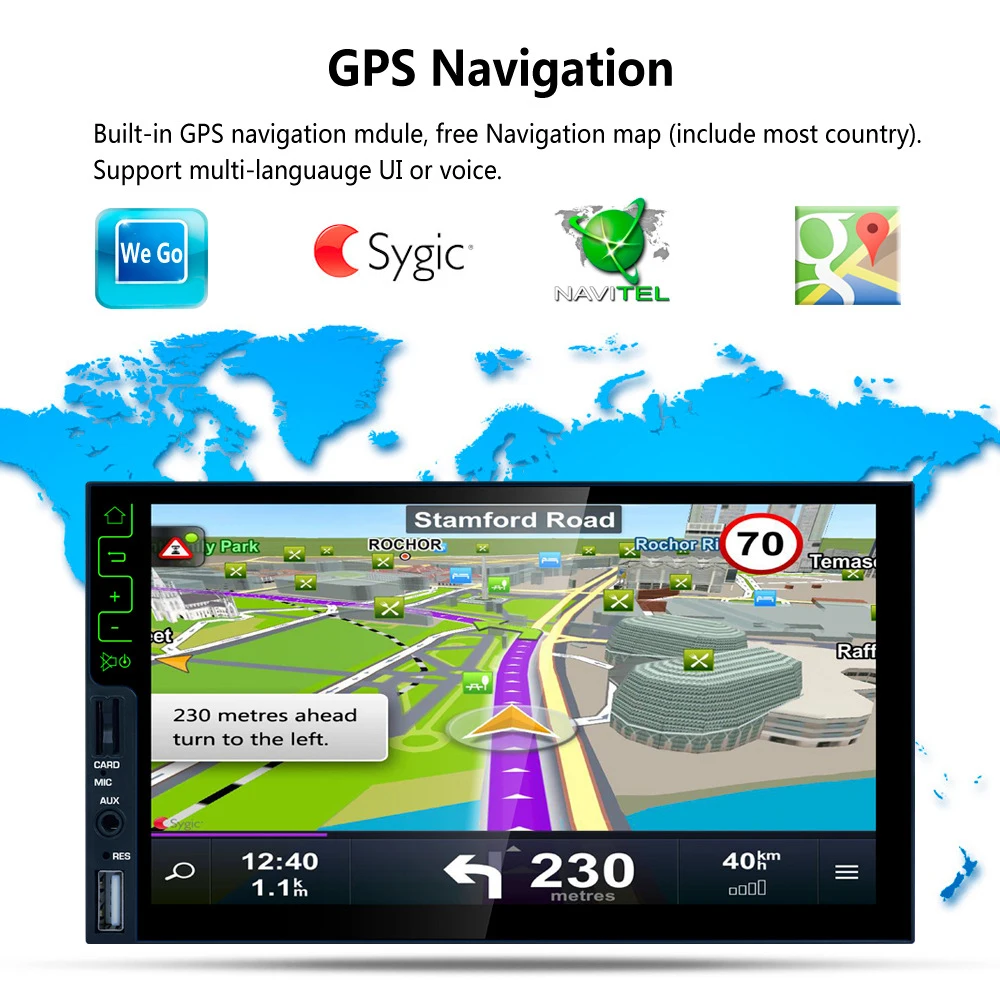 Best APRICOTCAR 7 "2 Din Touch Screen Car HD MP5 Automatic Audio Stereo Bluetooth FM AUX Player Android5.1 Support GPS 3G Internet 5