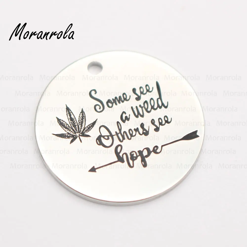 New arried "some see a weed others see hope"Copper necklace Keychain,charm cannabis leaf Jewelry Inspirational charm