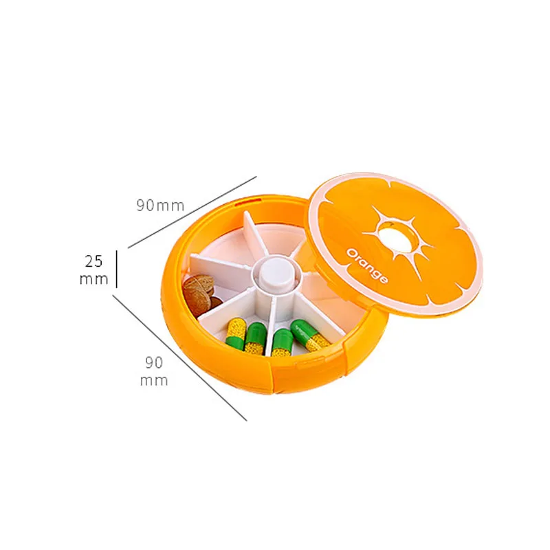 7 Day Weekly Round Fruit Shaped Pill Box Drugs Holder Tablet Medicine Sort Storage Case Vitamin Storage Box Container Organizer