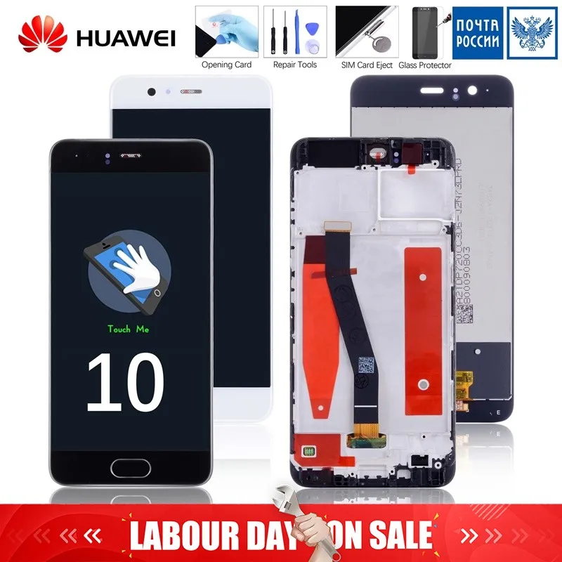 

For HUAWEI P10 Display LCD Touch Screen with Frame Original For HUAWEI P10 LCD Display with Fingerprint 5.1 inch VTR-L09 L10 L29