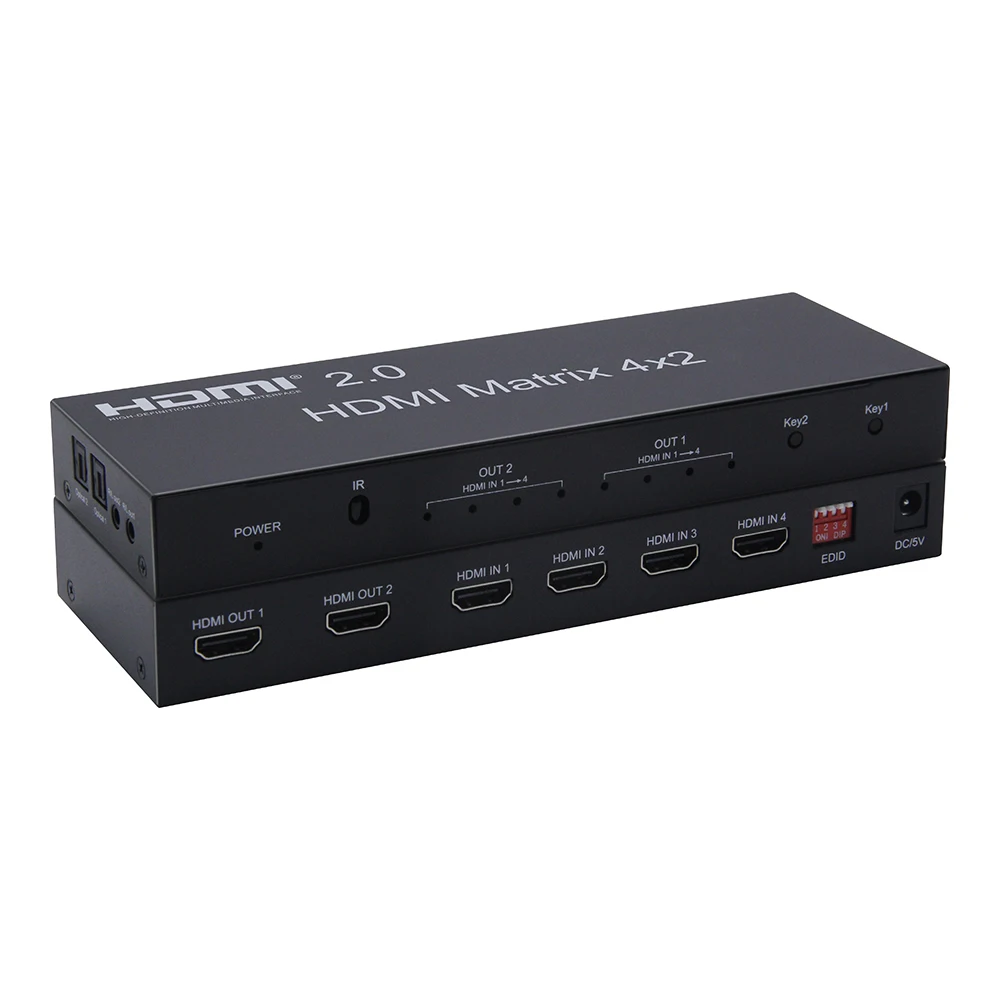 HDMI 2,0 Matrix Scaler 4x2 4K 60 Гц HDMI EDID сплиттер матрицы поддержка двойного аудио выхода оптическим и стерео HDMI 2,0/3D/4 K