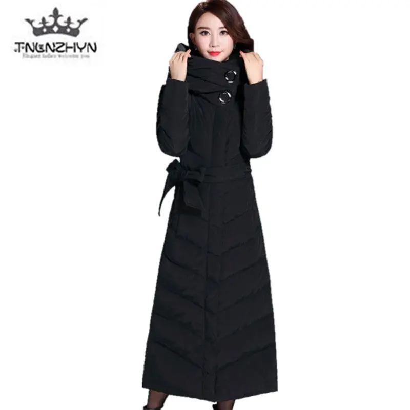 

2019 High-end Women Winter Jacket Coats Plus size Solid color Warm Down Jacket Very long Temperament Thick Winter Cotton Jackets