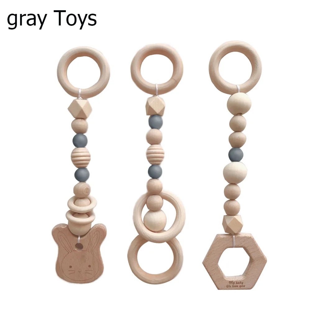 Детский спортивный игровой детский Сенсорное кольцо-Потяните игрушечную деревянную рамку для детской комнаты, одежда для малышей, стойка для гимнастики, рейка для тренировок, декор для спальни - Цвет: gray Toys
