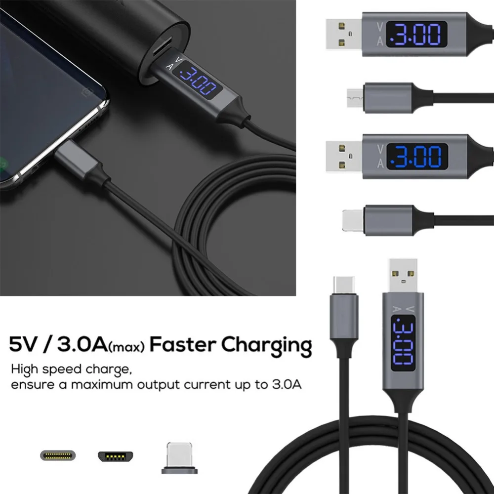 Микро USB кабель для Samsung Galaxy S8 Быстрая зарядка напряжение и ток дисплей Тип C