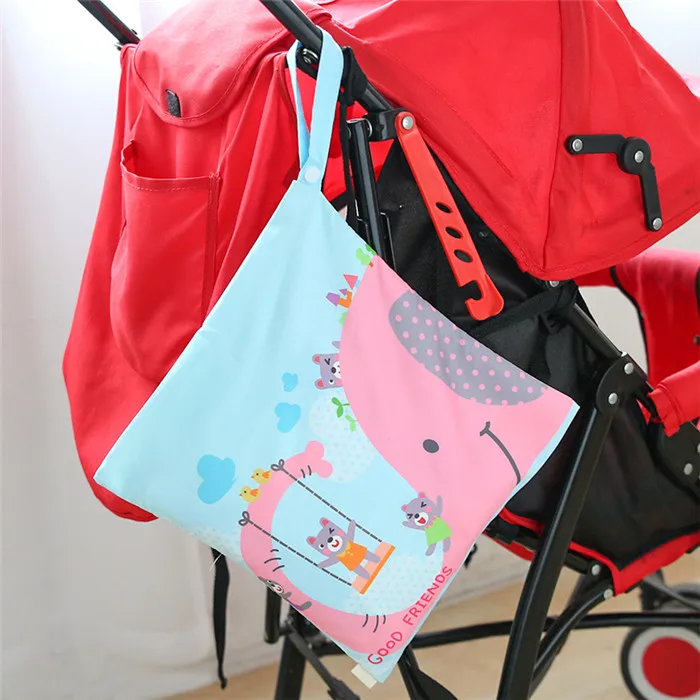 Детские сумки для подгузников, мокрая сумка с одним карманом, сумка для пеленания, водонепроницаемый детский тканевый подгузник, органайзер, сумка для хранения коляски - Цвет: Elephant