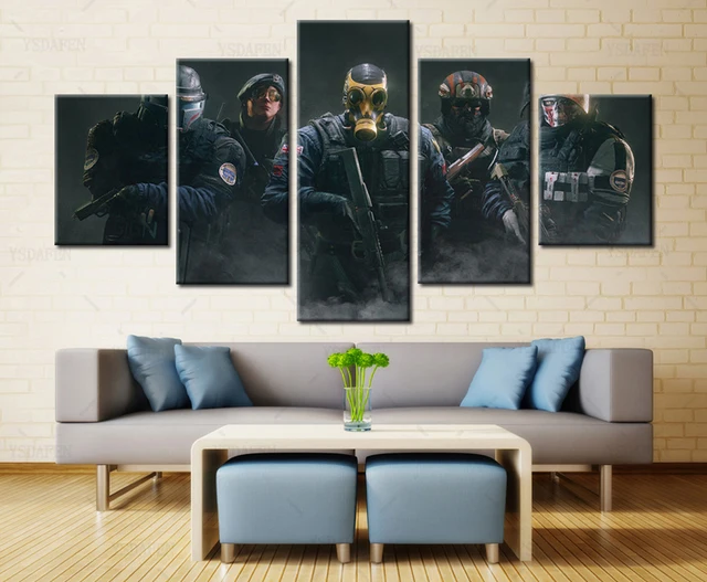 YSDAFEN 5 Panel Movie Poster Regenboog Zes Siege Team Schilderdoek ... YSDAFEN 5 Panel Movie Poster Regenboog Zes Siege Team Schilderdoek ...