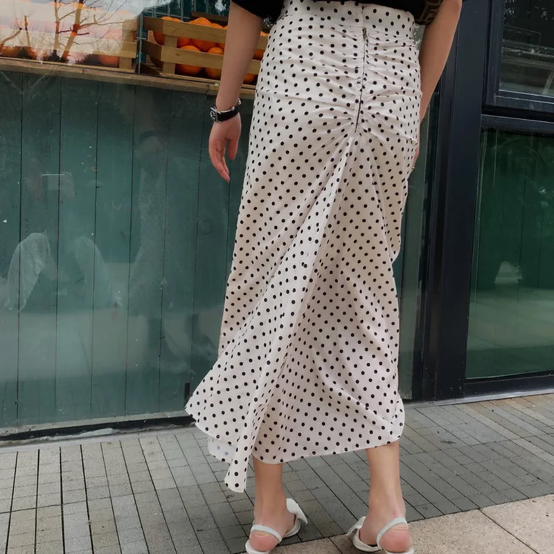 

Women Skirt Back Pole Butterfly Pleated Polka Dot Skirt
