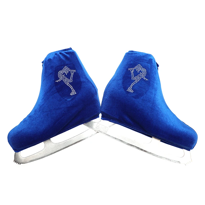

15 colors child adult velvet ice figure skating shoes cover roller skate fabric accessories black white skator rhinestone