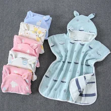 Детское полотенце, накидка, хлопковый банный халат, 6 слоев марли, детская моющаяся одежда, милое полотенце с капюшоном для мальчиков и девочек