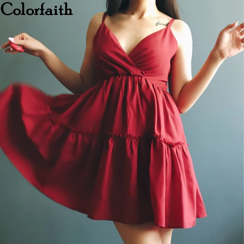 Женское винтажное платье-пачка Colorfaith повседневное мини-платье на шнуровке с