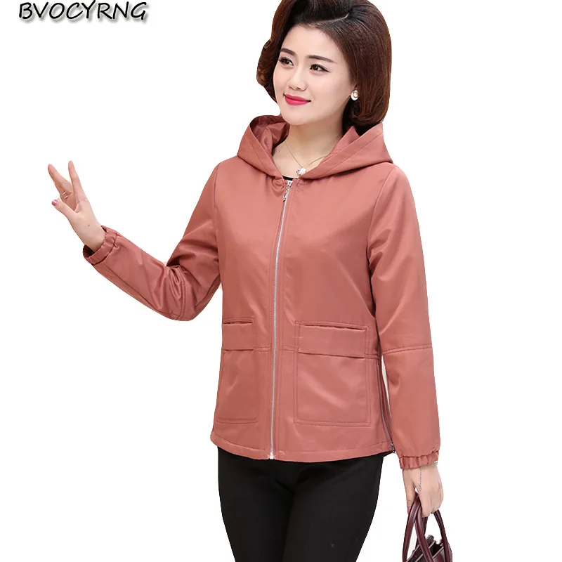 

4XL 2018 New Plus Size Clothing Women Spring and Autumn Jacket Loose Female Coat thin Fashion Middle-aged Hooded Outerwear K0156