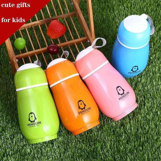 

280ML Kids Thermo Mug Double layers Stainless Steel Un-Vacuum Flask bottle Creative Cartoon Penguin Cute Children Student Gifts