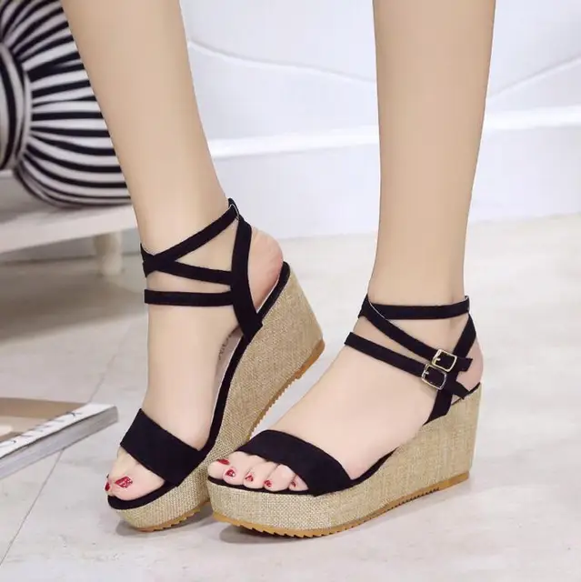 EFFGT 2017 new fashion Summer Korean wedge fish head women Waterproof ...