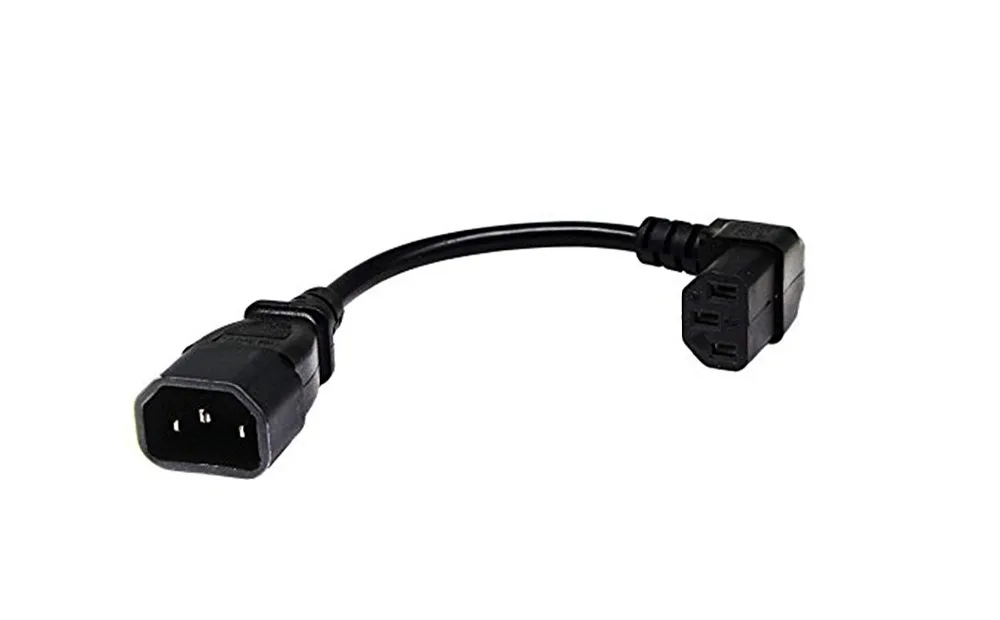 

IEC 320 90 Degree C13 3 Pin Female to C14 3 Pin Male PDU Power Supply Extension Cord for Computer LED HDTV Monitor and Scanner