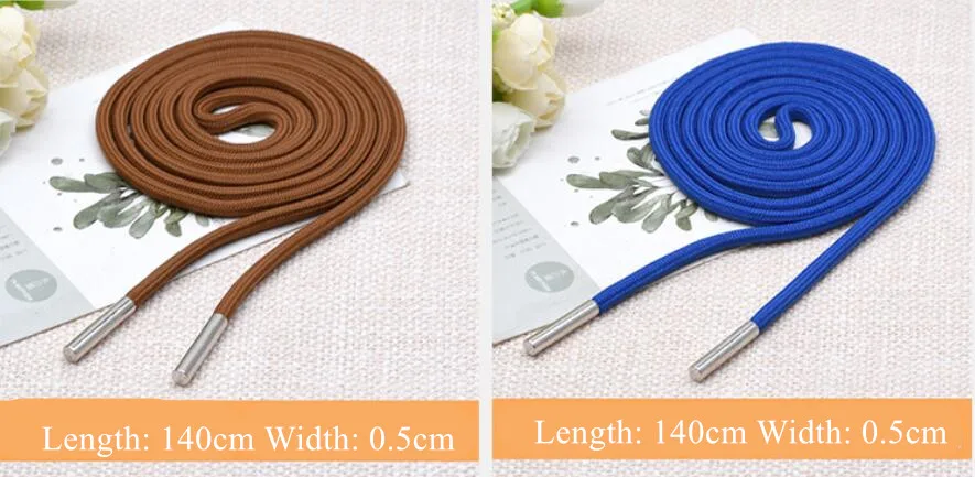 1Pc Solid Color Polyester Cord 140CM Copper Bead Caps Decorative Cap Rope For Sweater Sports Pants Waist Rope Belt