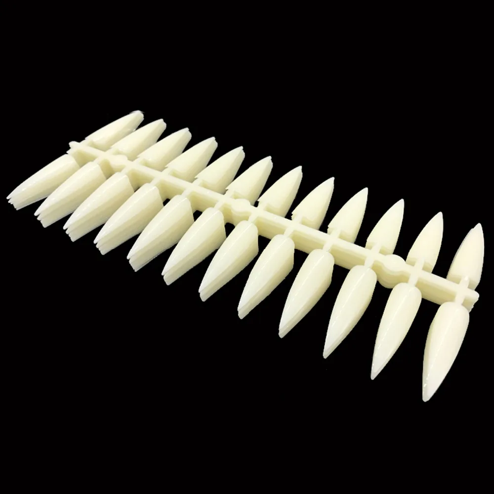 

50pcs/bag Long Stiletto False Nail Tips Full Color Card Polish UV Gel Sticker Decoration Practice Display Nail Art Tools Natural