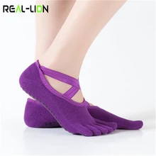 1 пара, женские носки для йоги, противоскользящие бандажные, открытая спина, массажные спортивные носки для йоги, дышащие, раздельные Носки для пилатеса и балета