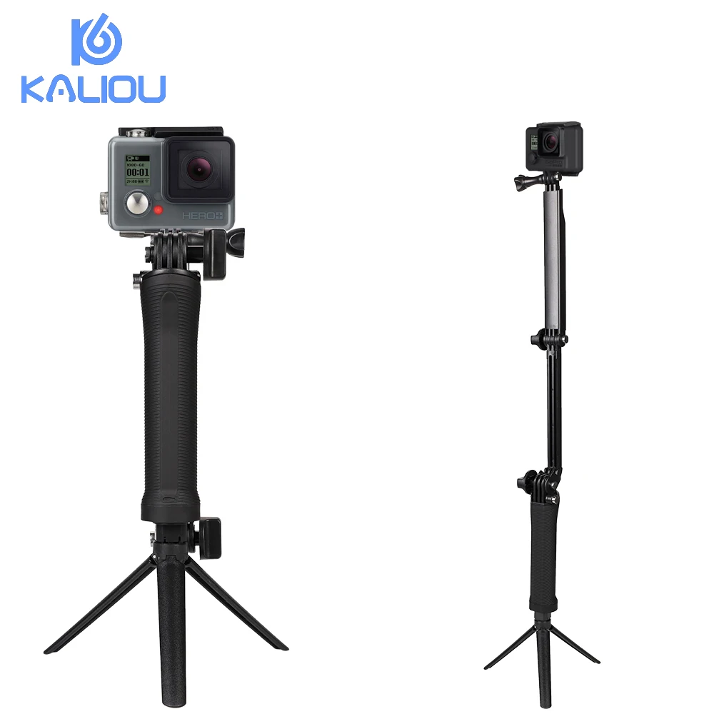 Kaliou 3-полосная Ручка монопод селфи палка Штатив для Go pro 7 6 5 4 3 2 1 SJCAM SJ4000 SJ5000 XiaoYi 4K Спортивная Экшн-камера