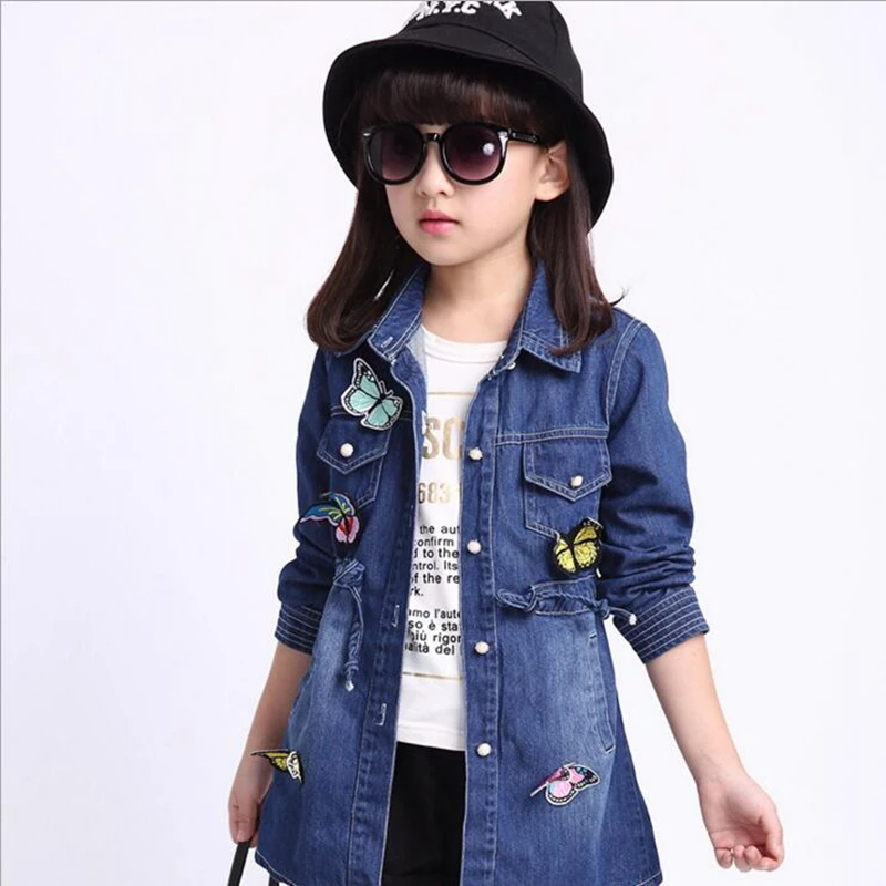3 10Y children clothing new girls jeans jacket long sleeve lapel