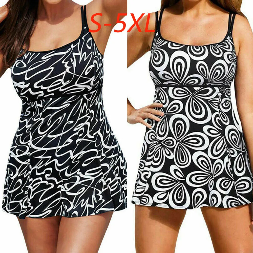 

women's swimsuit skirted one piece Swimwear Women Plus Size Print Tankini set Swimsuit Beachwear with Padded bra #D