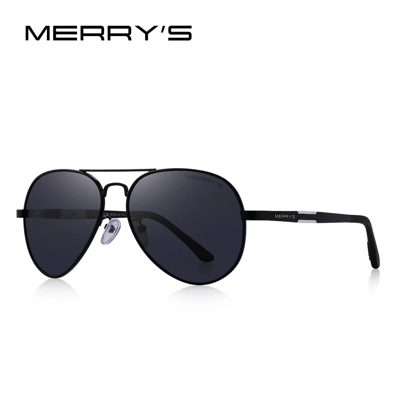 MERRYS дизайнерские мужские классические HD поляризованные солнцезащитные очки пилота для вождения авиационные алюминиевые мужские очки с защитой UV400 S8285 - Цвет линз: C01 Black