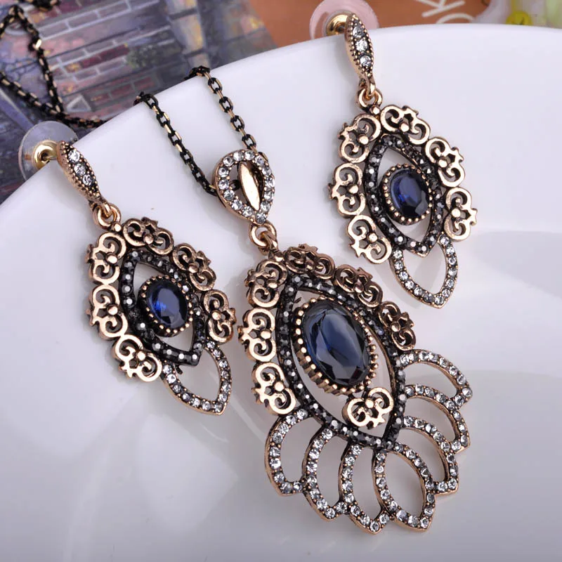 Blucome распродажа Турецкая красная подвеска хрустальное ожерелье с цветком серьги