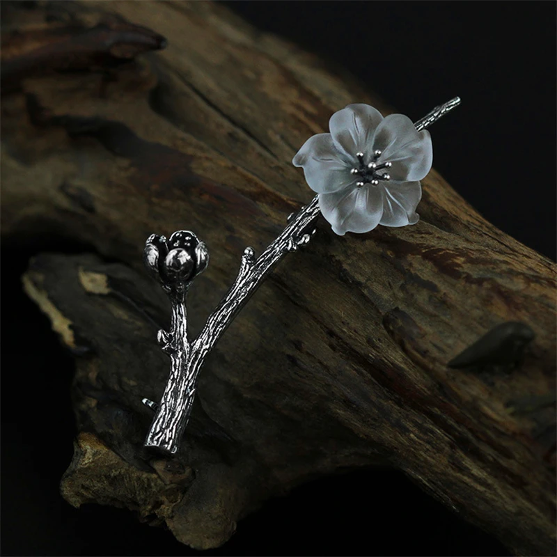

Lotus Fun Real 925 Sterling Silver Natural Quartz Designer Handmade Fine Jewelry Flower in the Rain Design Women Brooches Pin