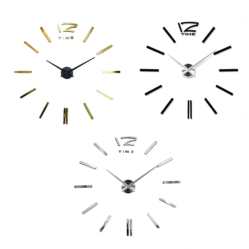 

Cheapest !!! Free Shipping 3D Home Decor Quartz DIY Wall Clock Horloge Watch Living Room Metal Acrylic Mirror Decoration Clocks