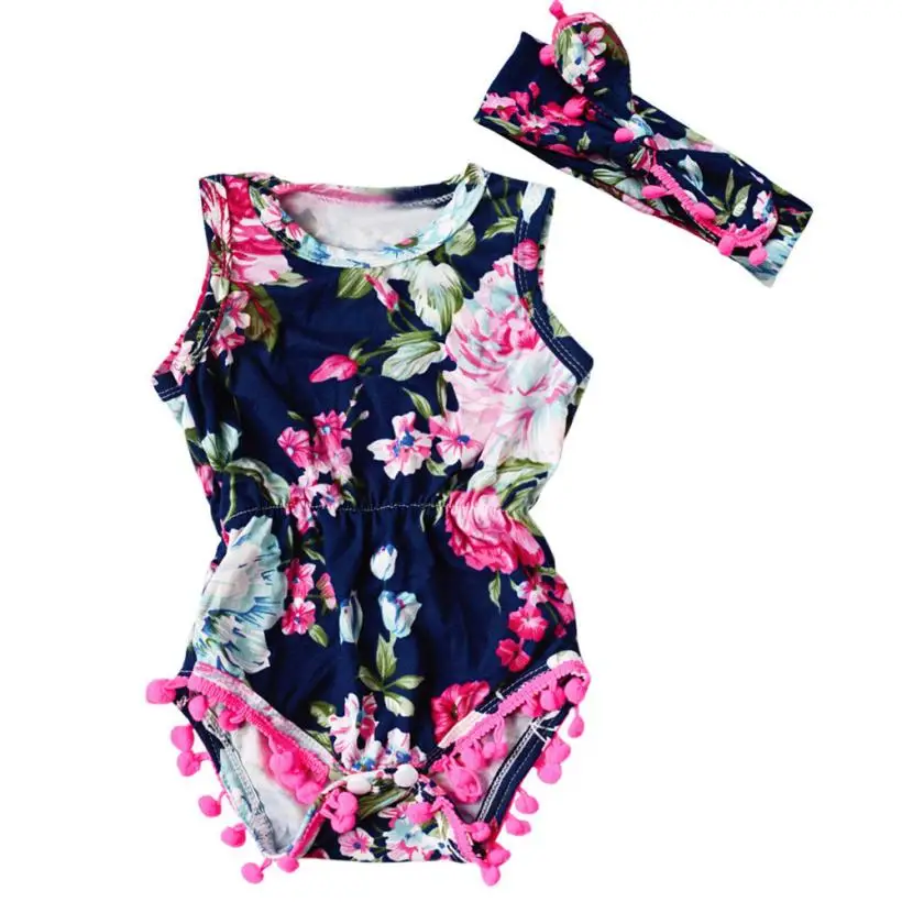 

2018 Fashion Hot Sale Newborn Toddler Baby Girls Floral Bodysuit Romper Jumpsuit Sunsuit Clothes Set Baby Set Clothing 6.19