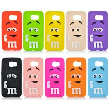 MM Case For Samsung Galaxy S6 3D Soft Silicon Rainbow Bean M&M Chocolate Case Cover for Samsung Galaxy S6 G9200 Drop Shipping